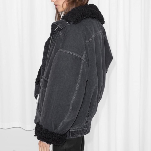 ISO & Other Stories Denim Shearling Jacket - Picture 2 of 4